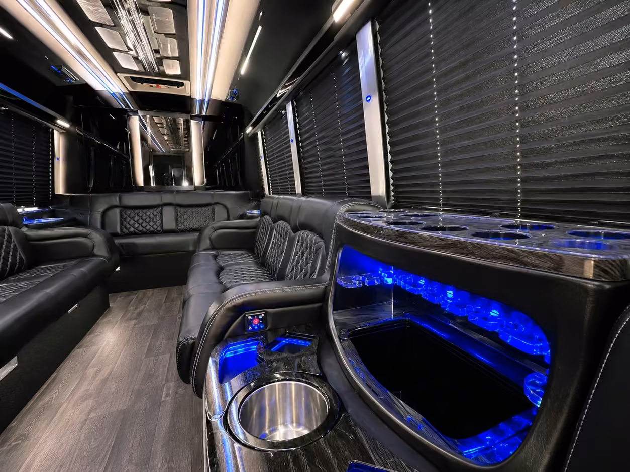 15 passenger party bus interior
