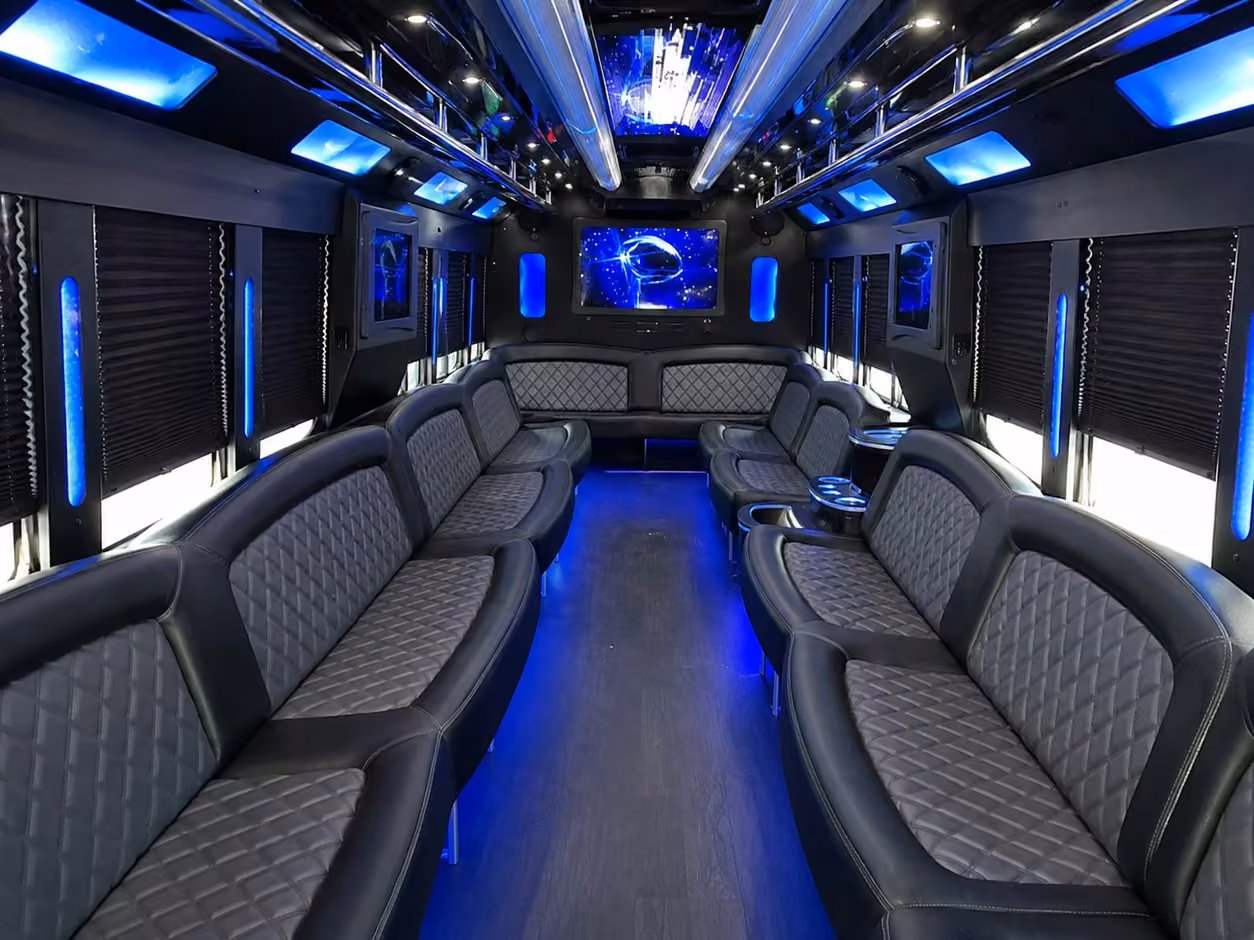 18 passenger party bus inside