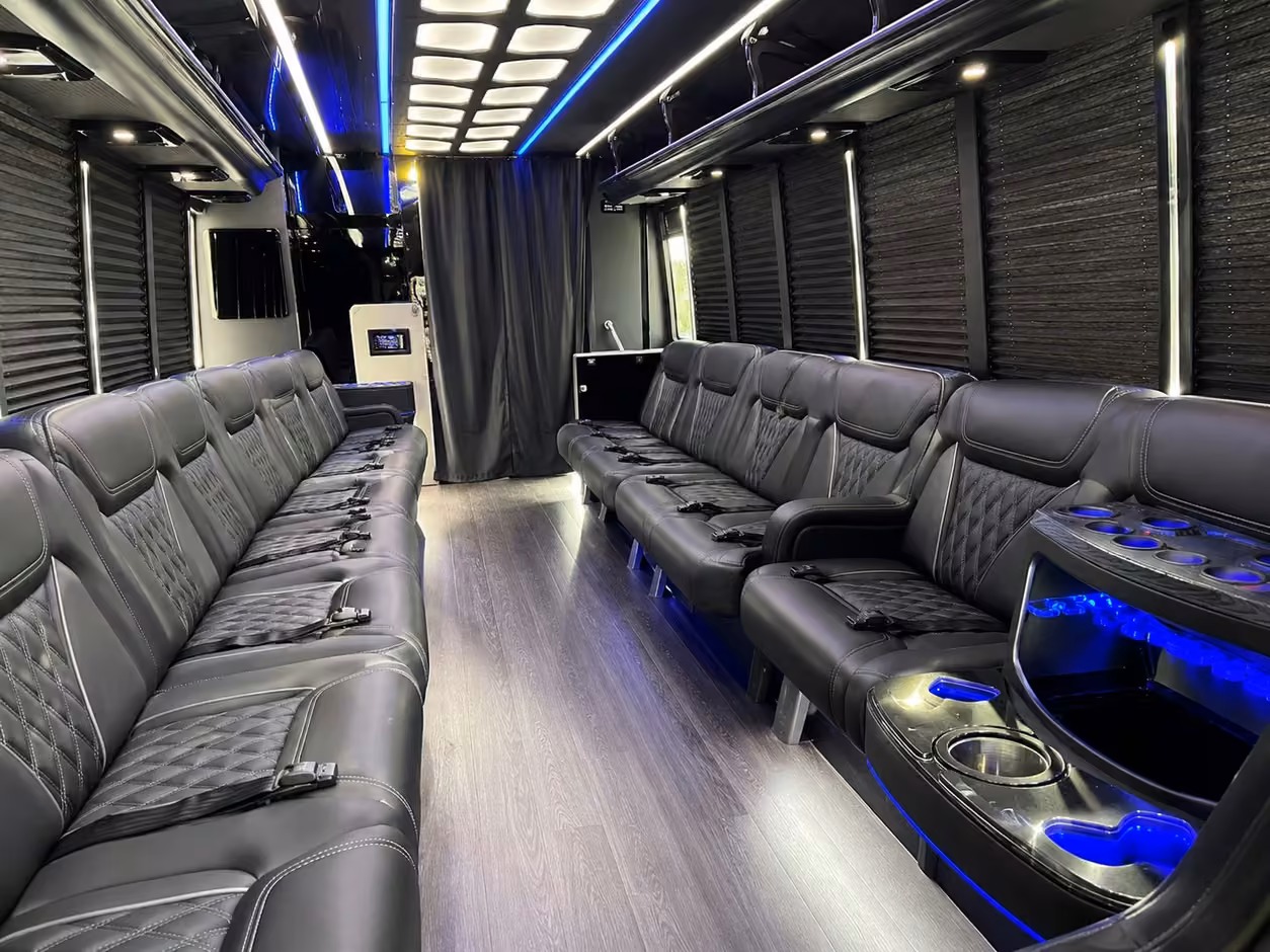 20 passenger party bus inside