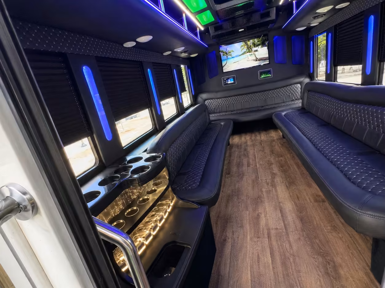 25 passenger party bus inside