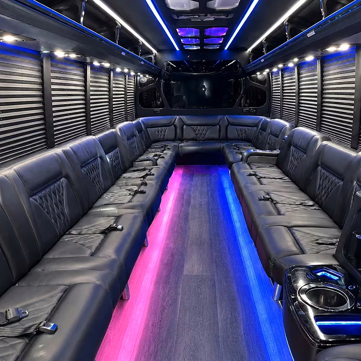 40 passenger party bus interior