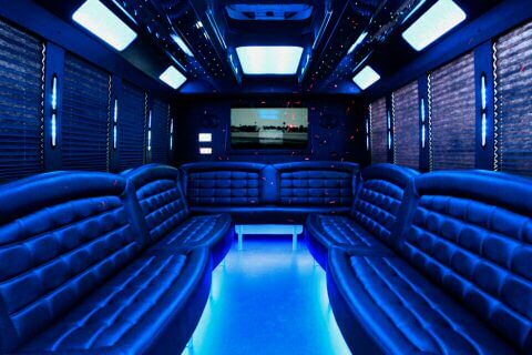 40 passenger party bus Anniston interior