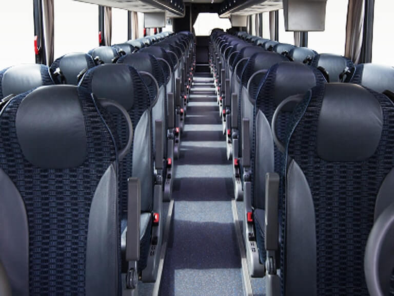 55 person charter bus rental Alabaster interior