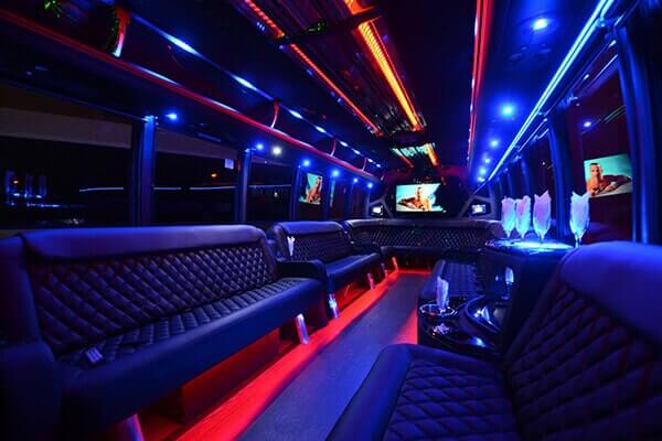 30 passenger party bus Montgomery interior
