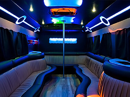 25 passenger party bus Albertville interior